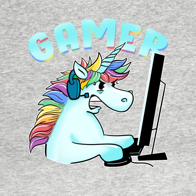 Unicorn Gamer Funny gamming by SusanaDesigns